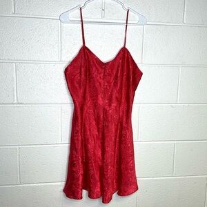 < Vintage Inner Most Red Floral Lingerie Slip Dress >